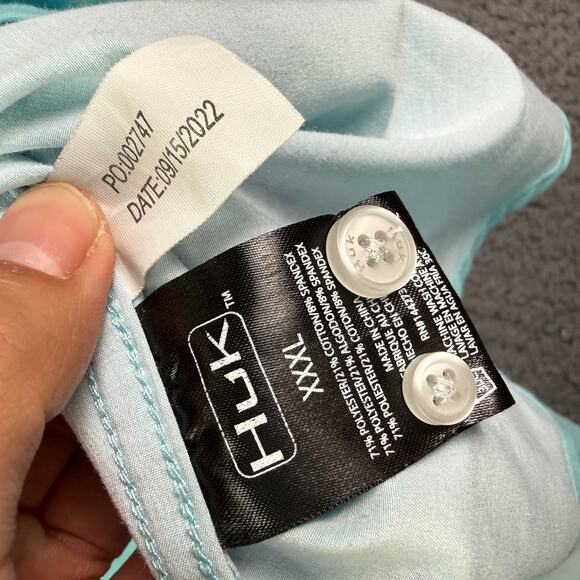 Huk Kona Shirt Mens 3XL Blue Fishing Performance Stretch Button Down Camp Print - Picture 5 of 10